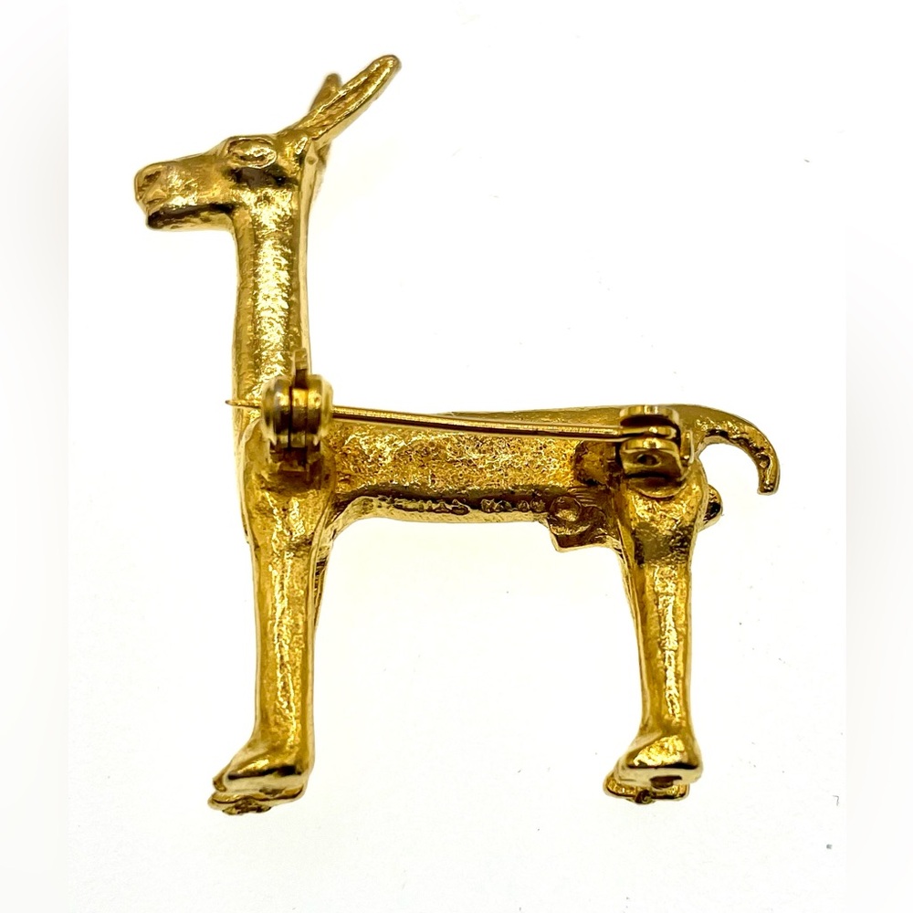 Vintage 1970s Signed Alva Studio Gold Tone Llama Brooch Alpaca Pin - Picture 4 of 7